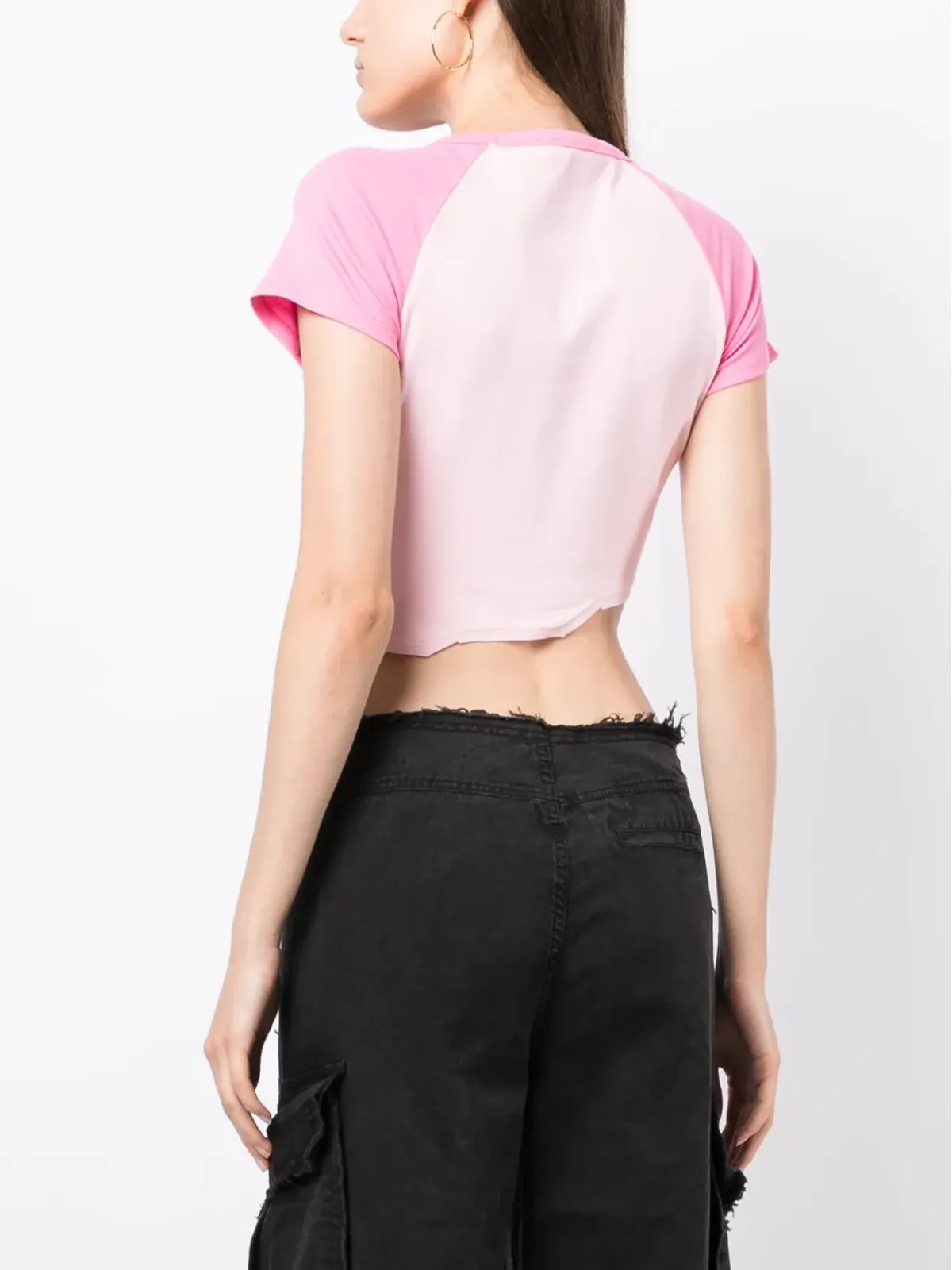 Ground Zero ロゴアップリケ 切りっぱなしTシャツ - Pink - 画像4