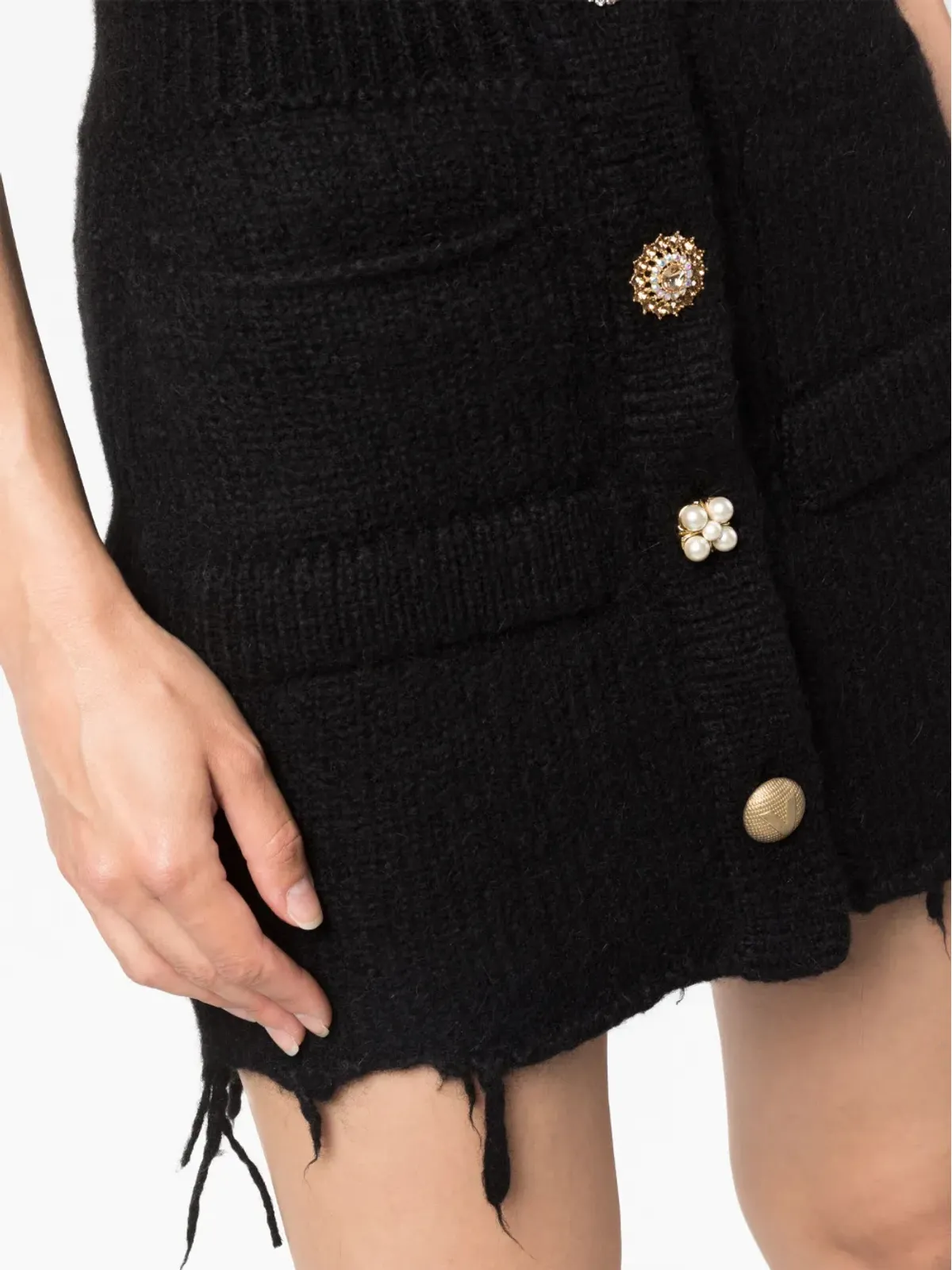 VETEMENTS knitted rhinestone-embellished miniskirt - Black - 画像5