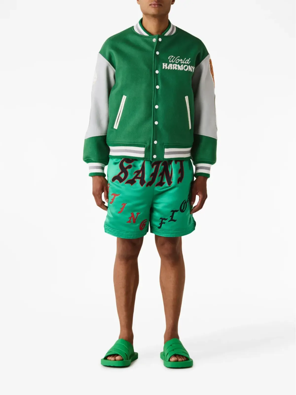 SAINT MXXXXXX ピジョン バーシティ グラフィックプリント ボンバージャケット - Green - 画像2