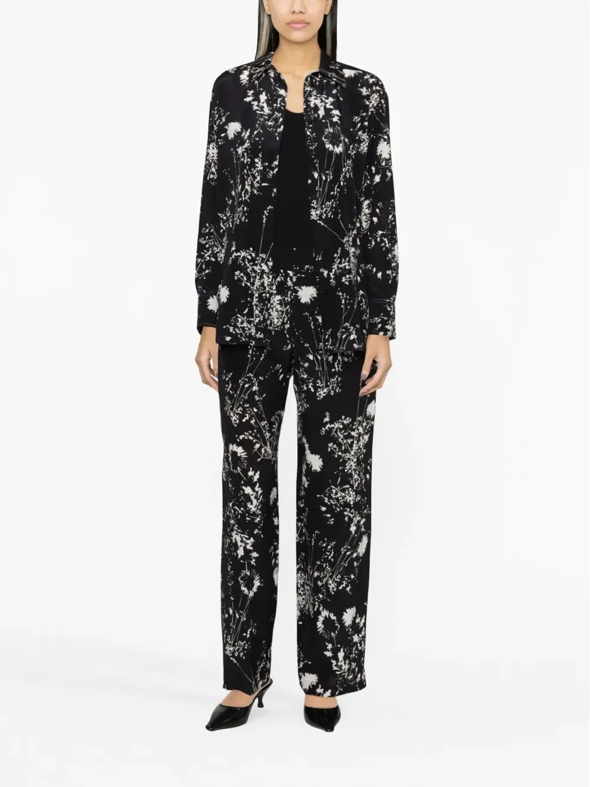 Victoria Beckham 花柄プリント シルクシャツ - ブラック - 画像2