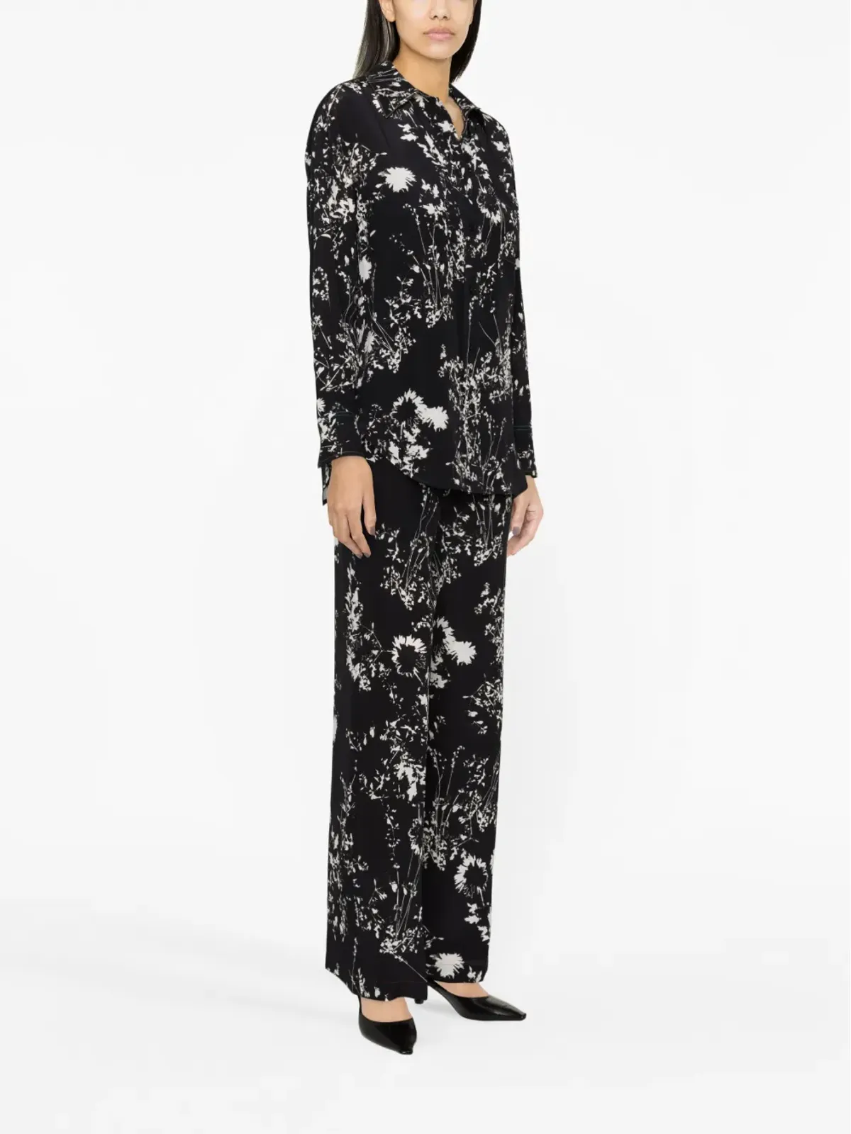 Victoria Beckham 花柄プリント シルクシャツ - ブラック - 画像4