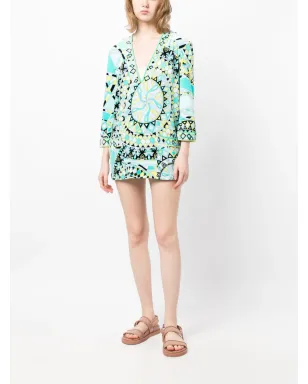 PUCCI Pre-Owned 抽象プリント 3/4袖トップ - ブルー - サムネイル2
