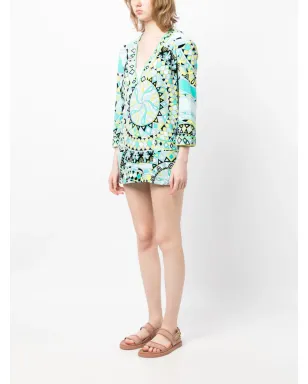 PUCCI Pre-Owned 抽象プリント 3/4袖トップ - ブルー - サムネイル3
