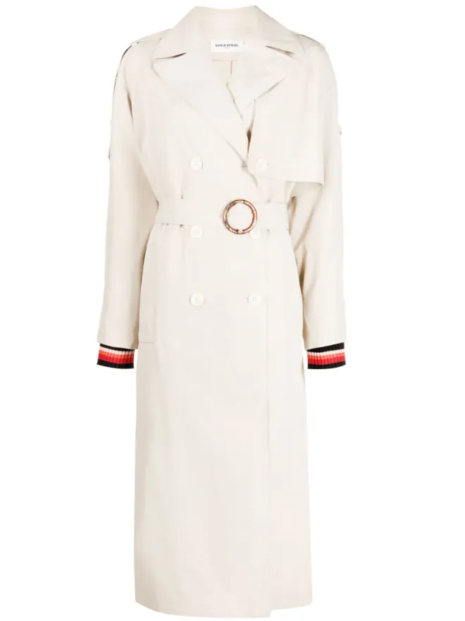 Sonia Rykiel Sonia Rykiel ストライプディテール ベルト付き トレンチコートの商品画像