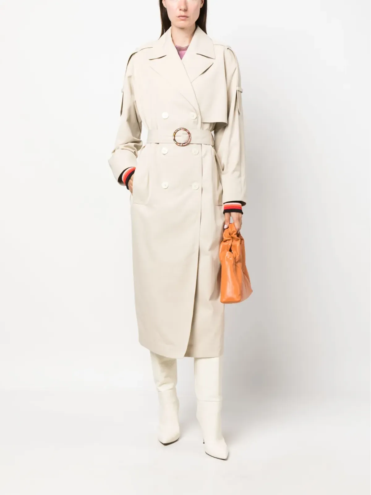 Sonia Rykiel ストライプディテール ベルト付き トレンチコート - 画像2