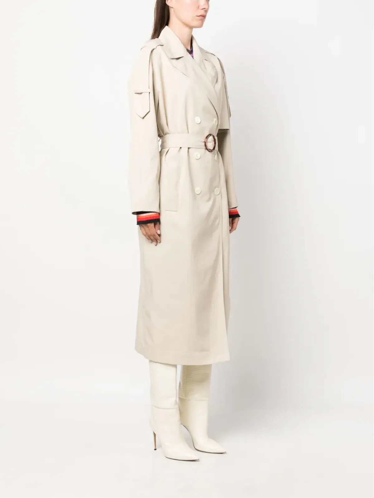 Sonia Rykiel ストライプディテール ベルト付き トレンチコート - 画像3