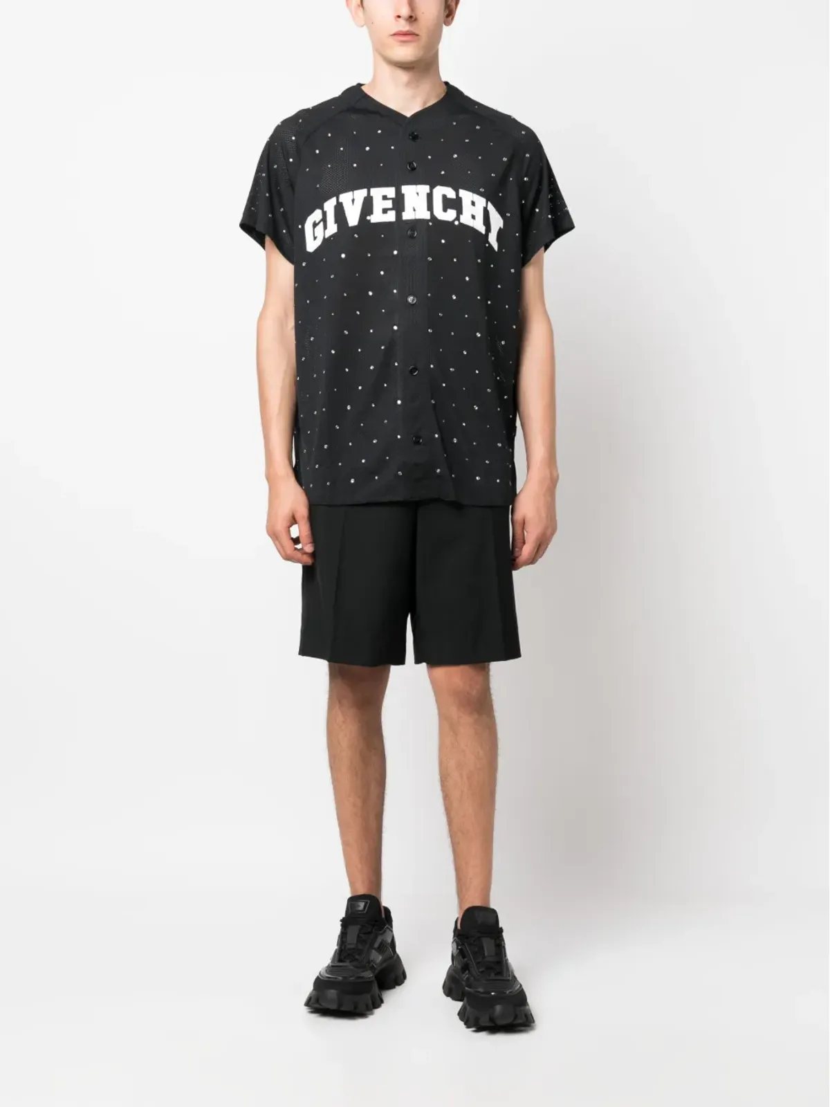 Givenchy スタッズ付きショートスリーブシャツ ブラック - 画像2