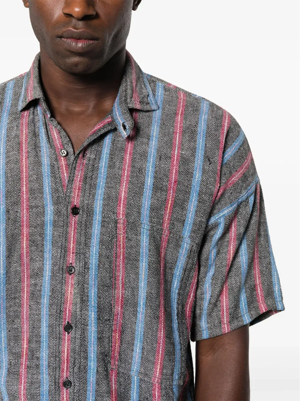 Pierre Cardin Pre-Owned ヴィンテージ1980年代ストライプ綿ポロシャツ（レッド） - 画像5