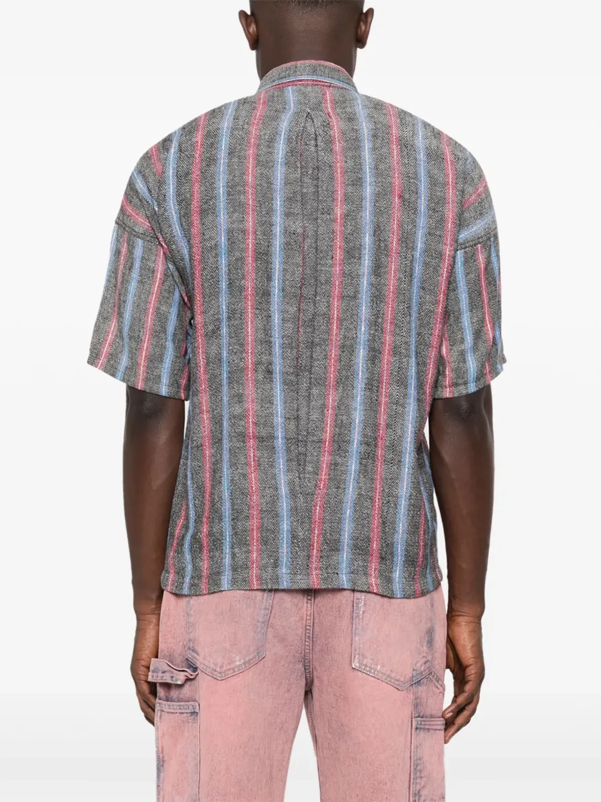 Pierre Cardin Pre-Owned ヴィンテージ1980年代ストライプ綿ポロシャツ（レッド） - 画像4