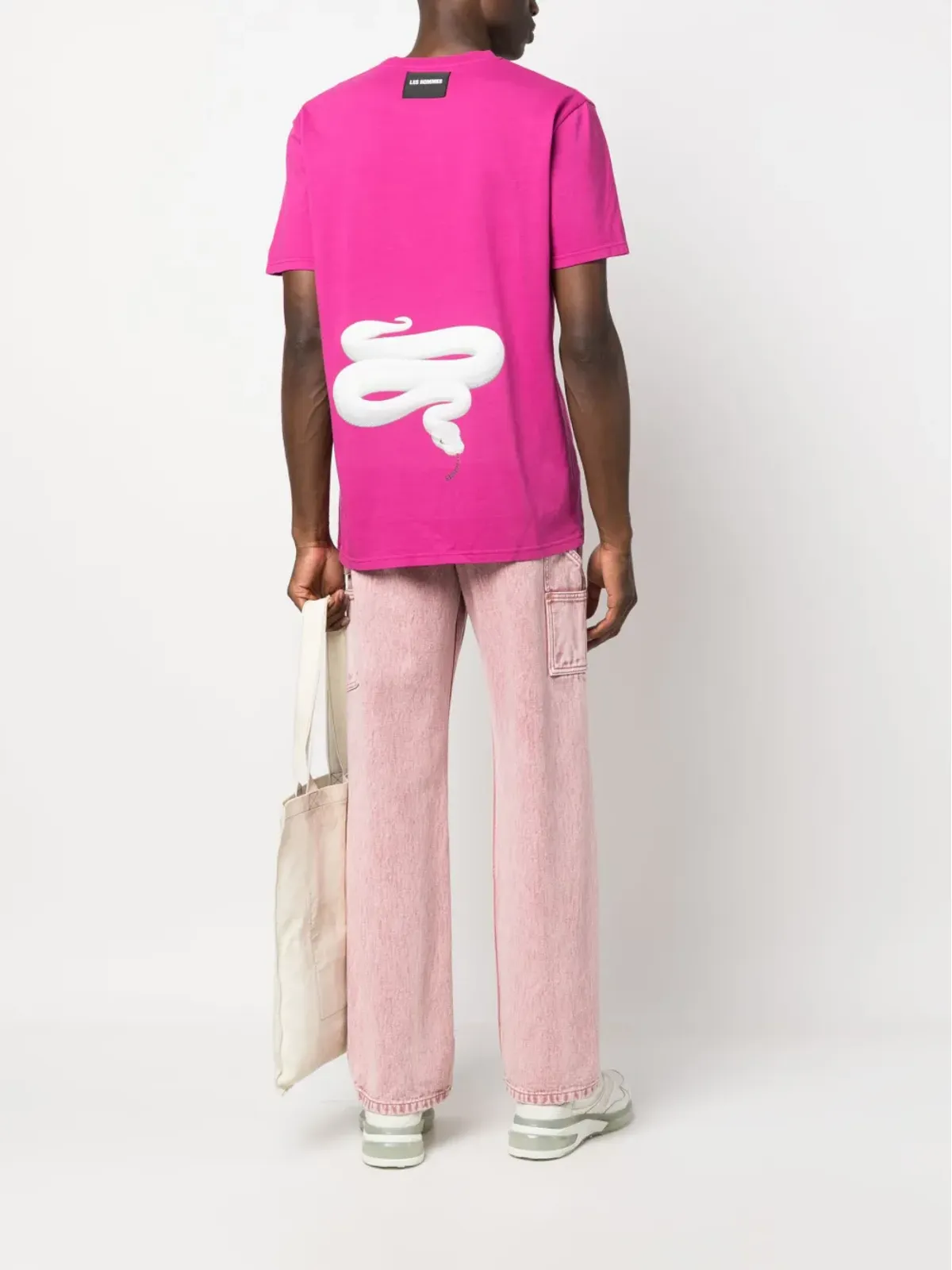 LES HOMMES 蛇柄コットンTシャツ - 画像2