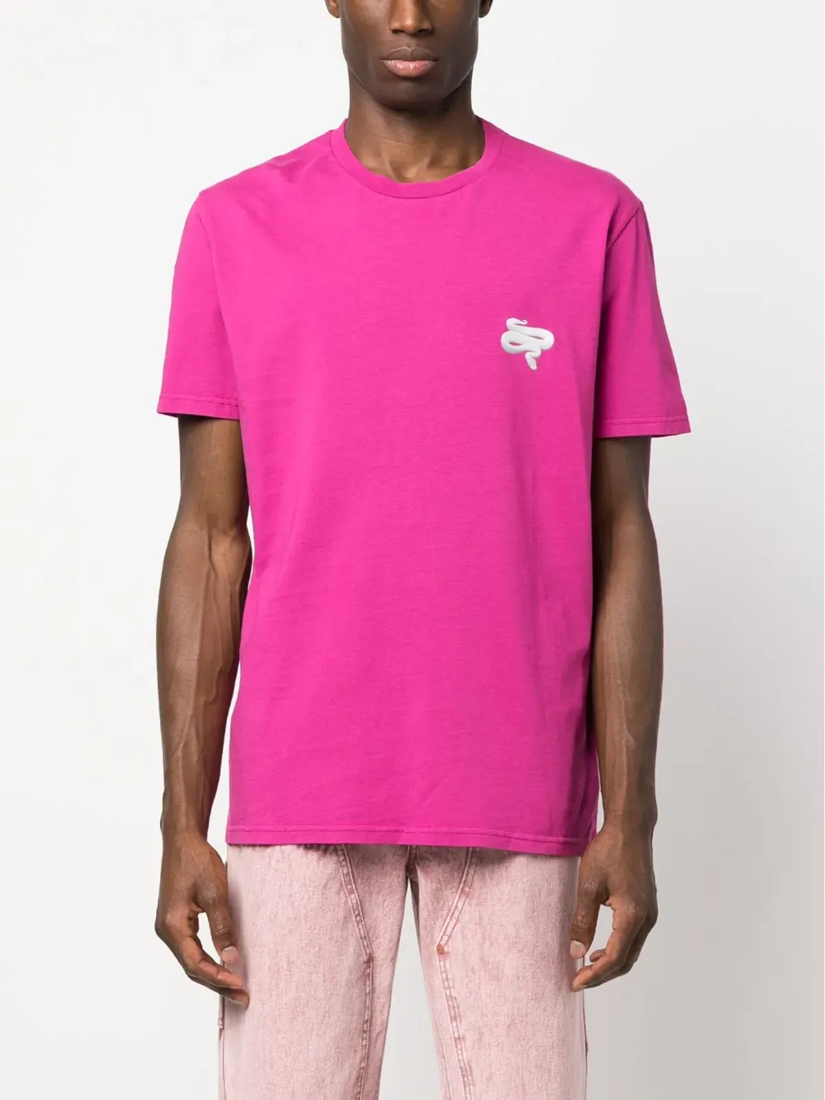 LES HOMMES 蛇柄コットンTシャツ - 画像3