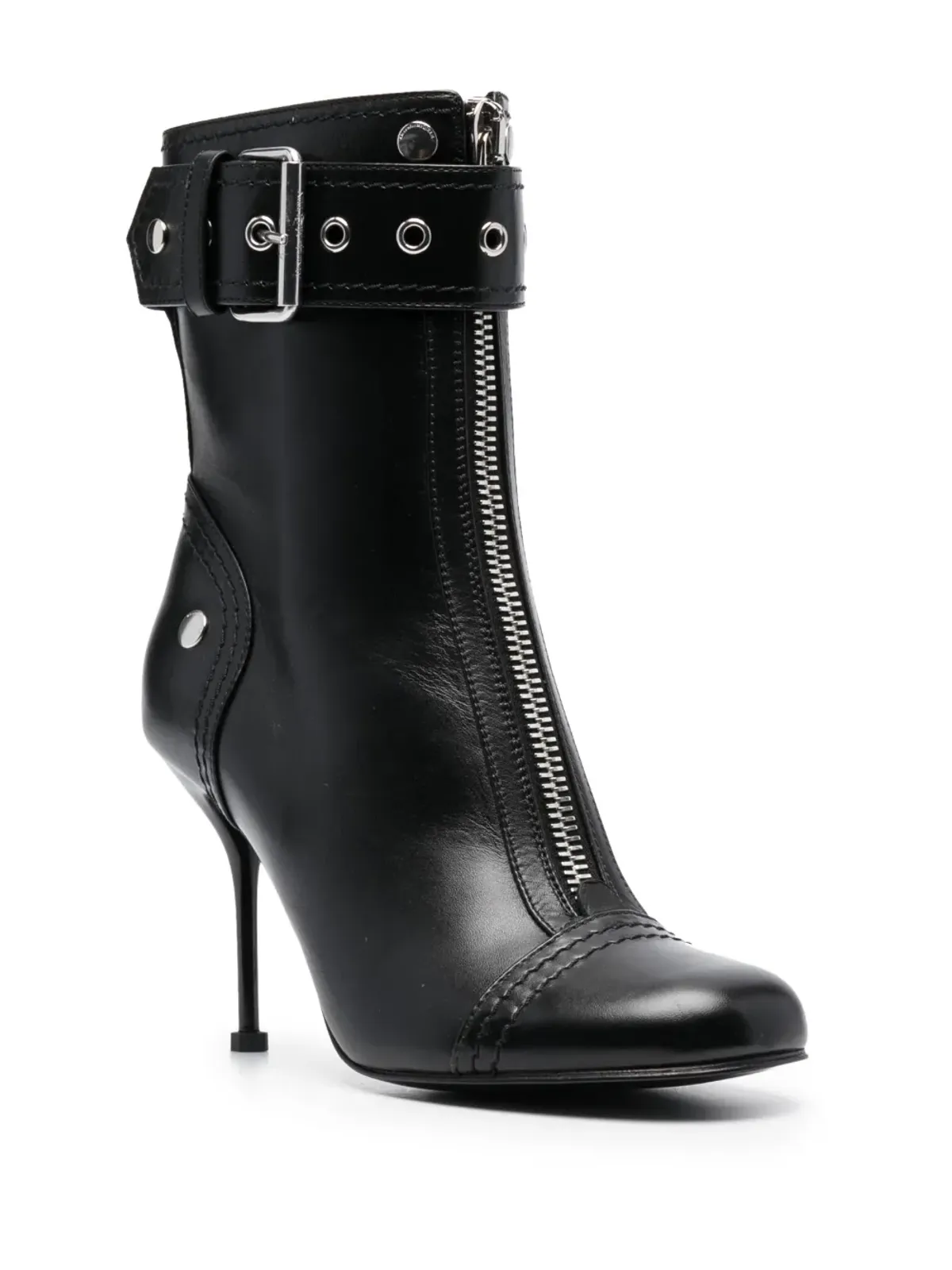 Alexander McQueen バックルディテール レザーブーツ - 画像2
