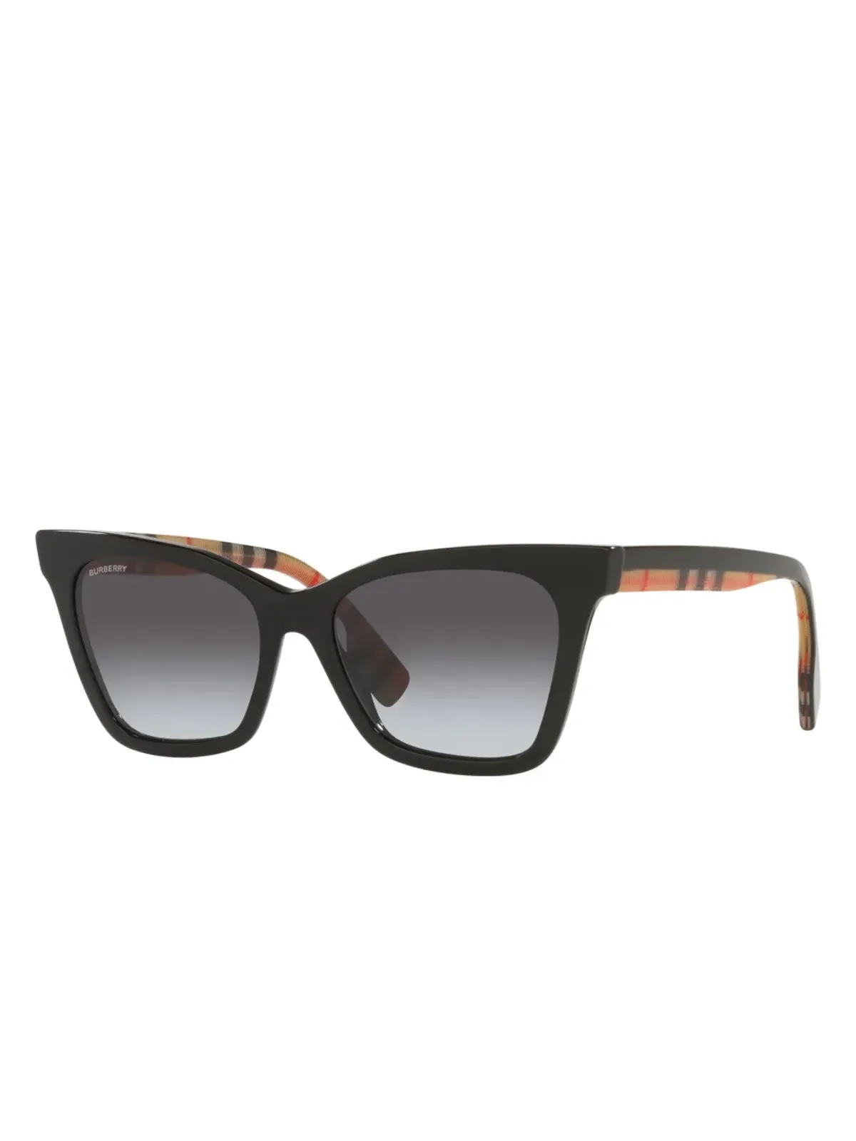 Burberry Eyewear チェック柄ディテール オーバーサイズフレームサングラス - ブラック - 画像2
