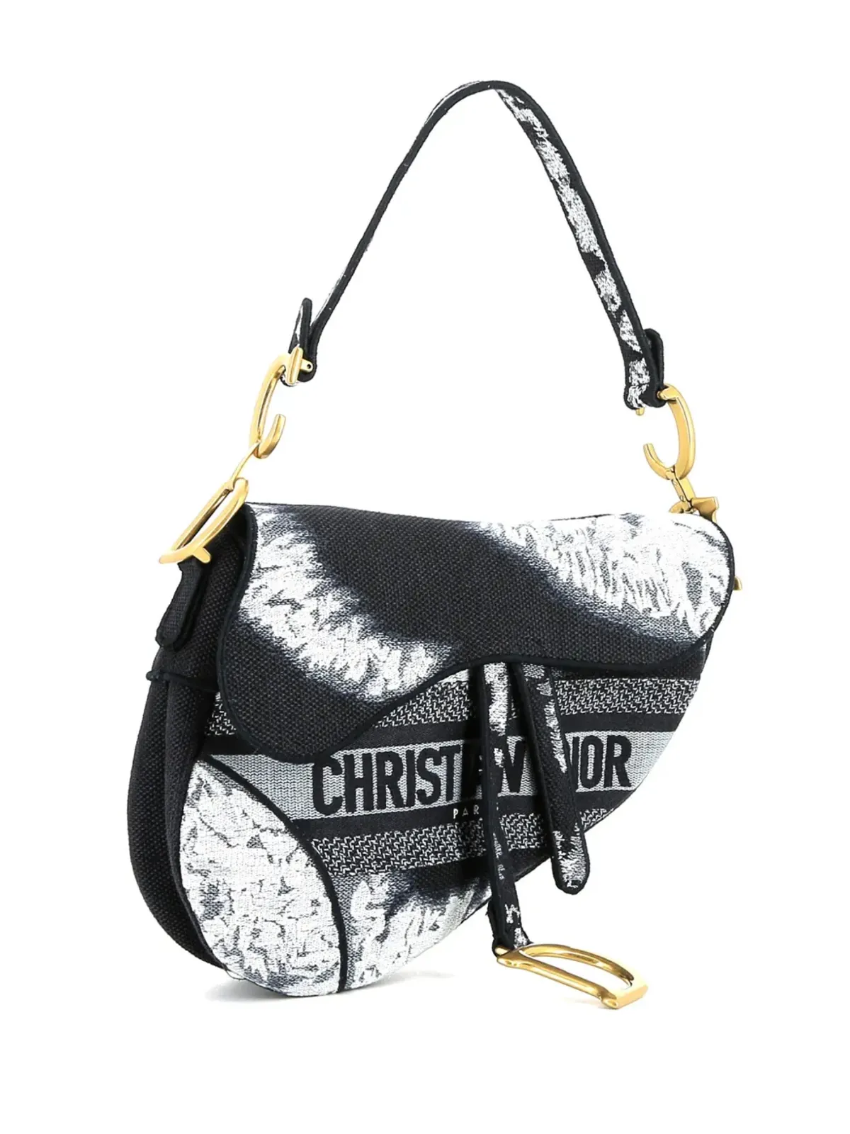 Christian Dior ビンテージ サドルキャンバス ハンドバッグ - ブルー - 画像3