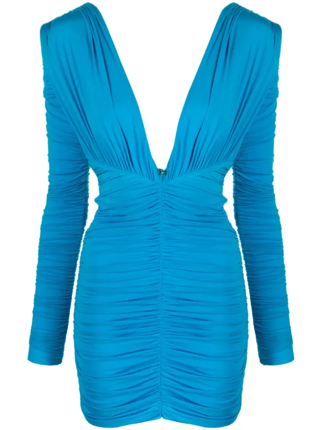 Alex Perry Alex Perry ruched plunge minidress - Blueの商品画像