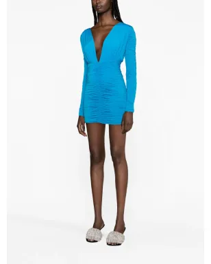 Alex Perry ruched plunge minidress - Blue - サムネイル2