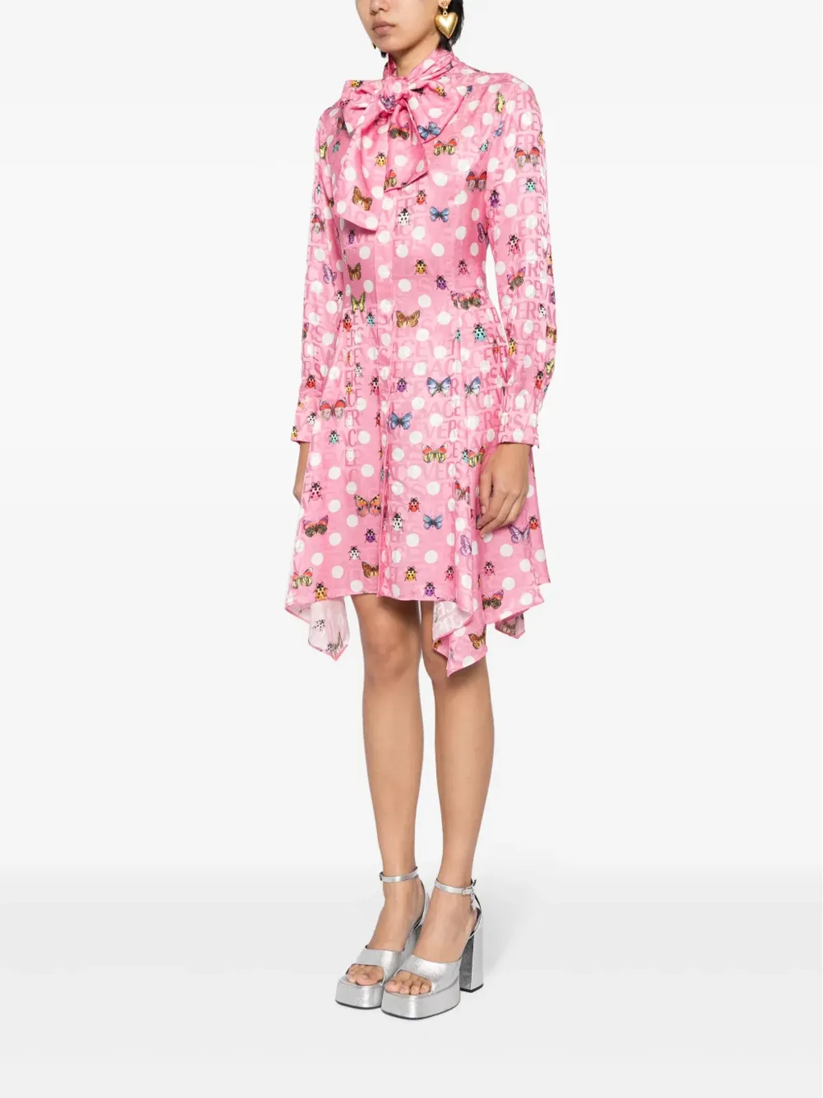 Versace 蝶とテントウムシ柄のショートドレス - 画像3