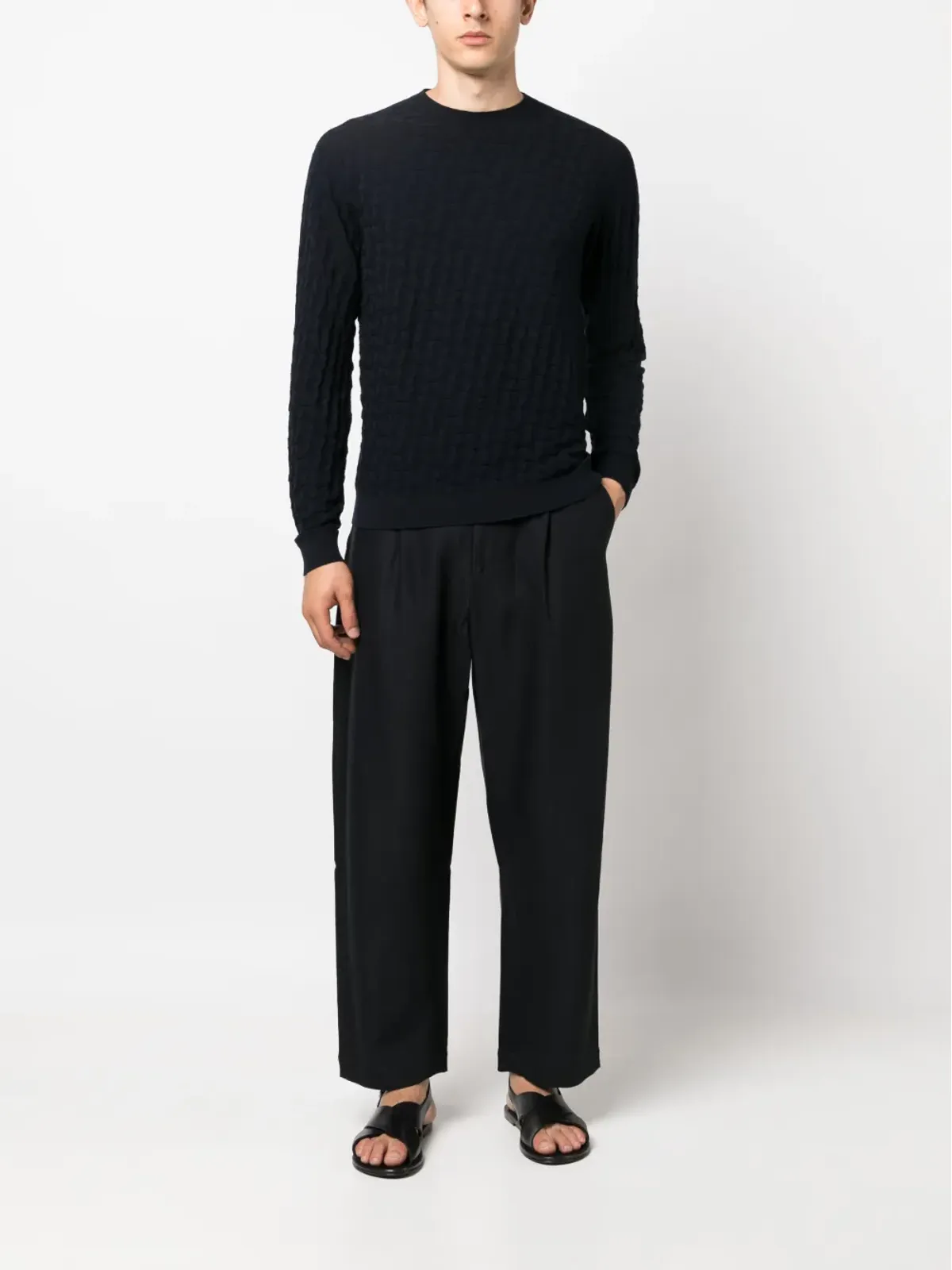 Giorgio Armani クルーネック編みニットセーター - ブルー - 画像2