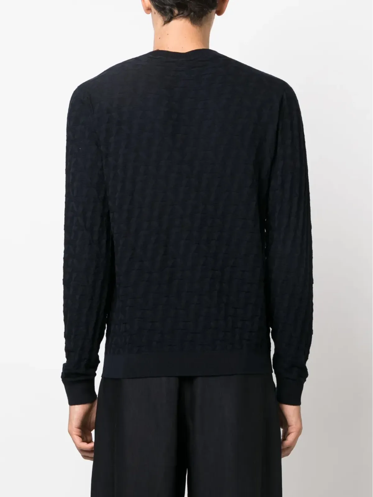 Giorgio Armani クルーネック編みニットセーター - ブルー - 画像4