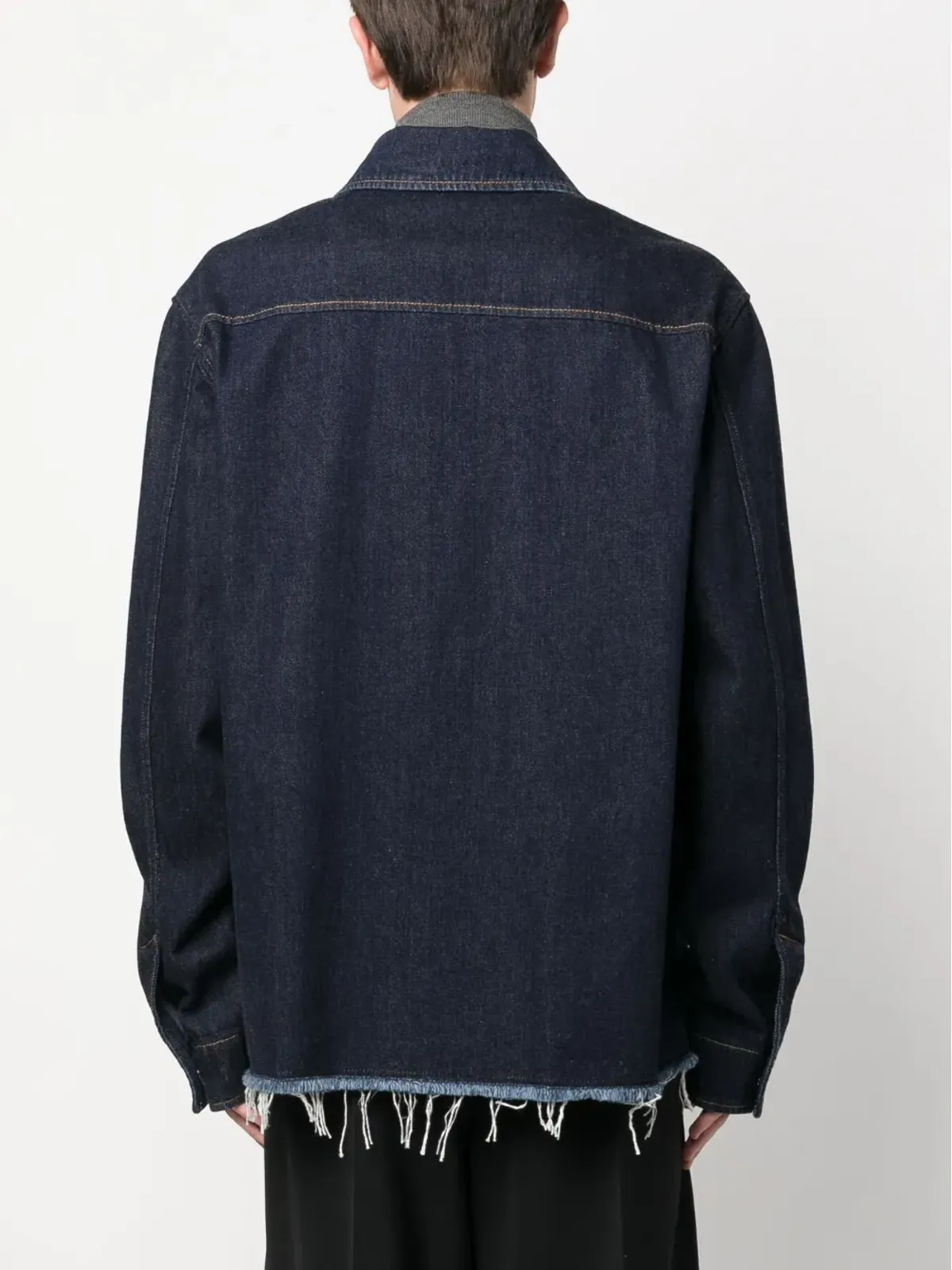 Lanvin ネイビー ロー・カット ジップアップ デニムジャケット - 画像4