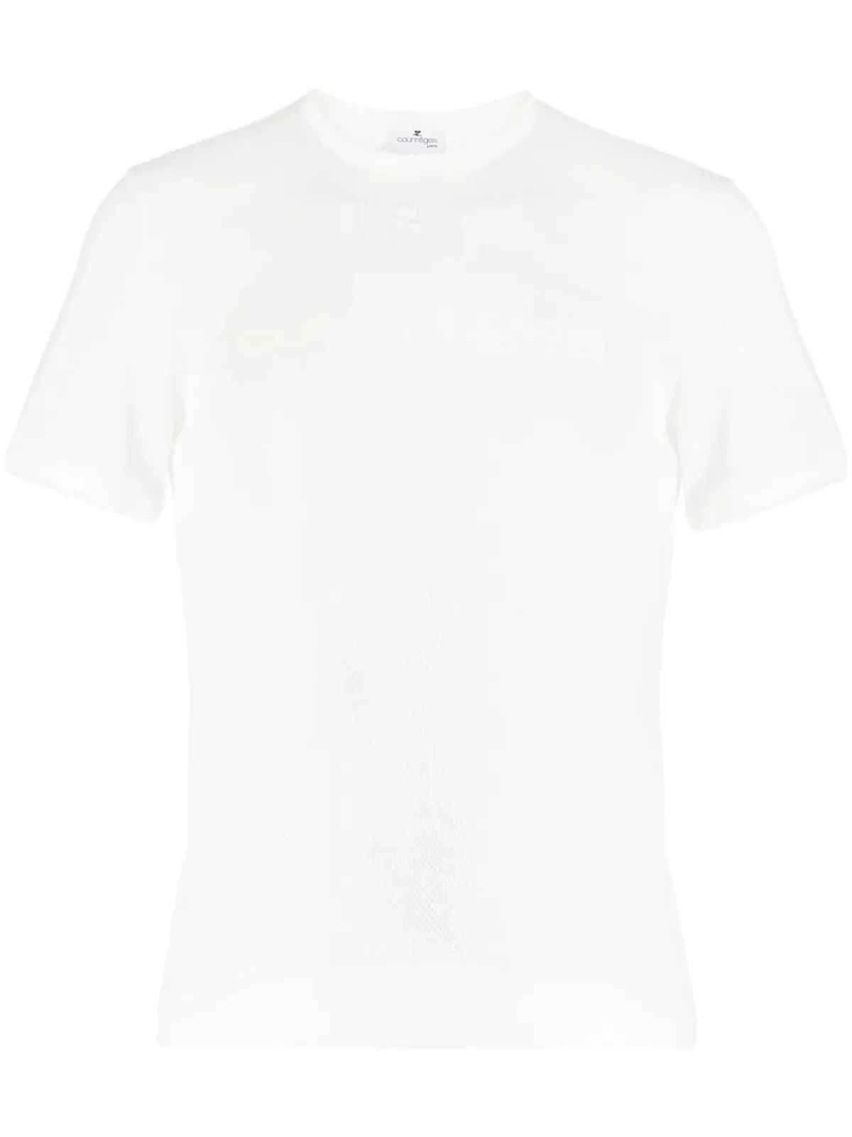 Courrèges ロゴ刺繍入り パンチングコットンTシャツ - ホワイト - 画像1