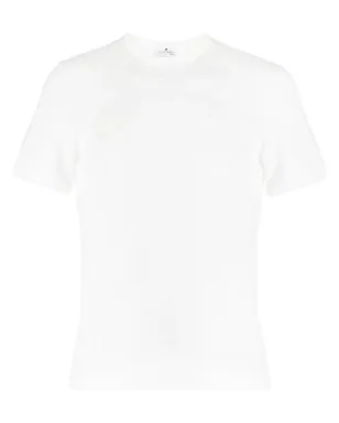 Courrèges ロゴ刺繍入り パンチングコットンTシャツ - ホワイト - サムネイル1