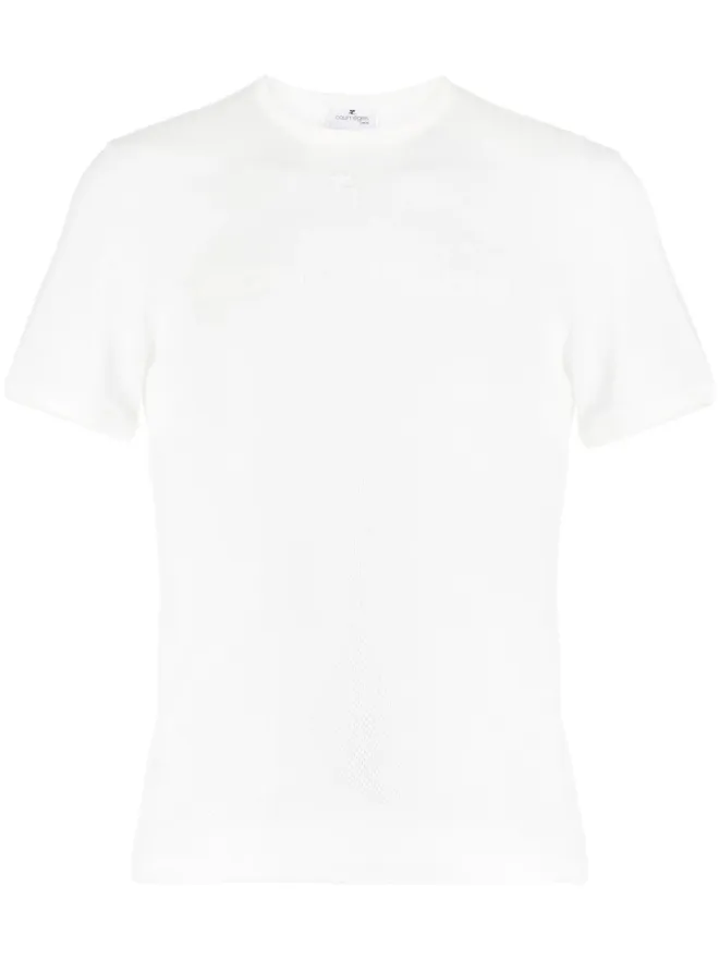 Courrèges Courrèges ロゴ刺繍入り パンチングコットンTシャツ - ホワイトの商品画像