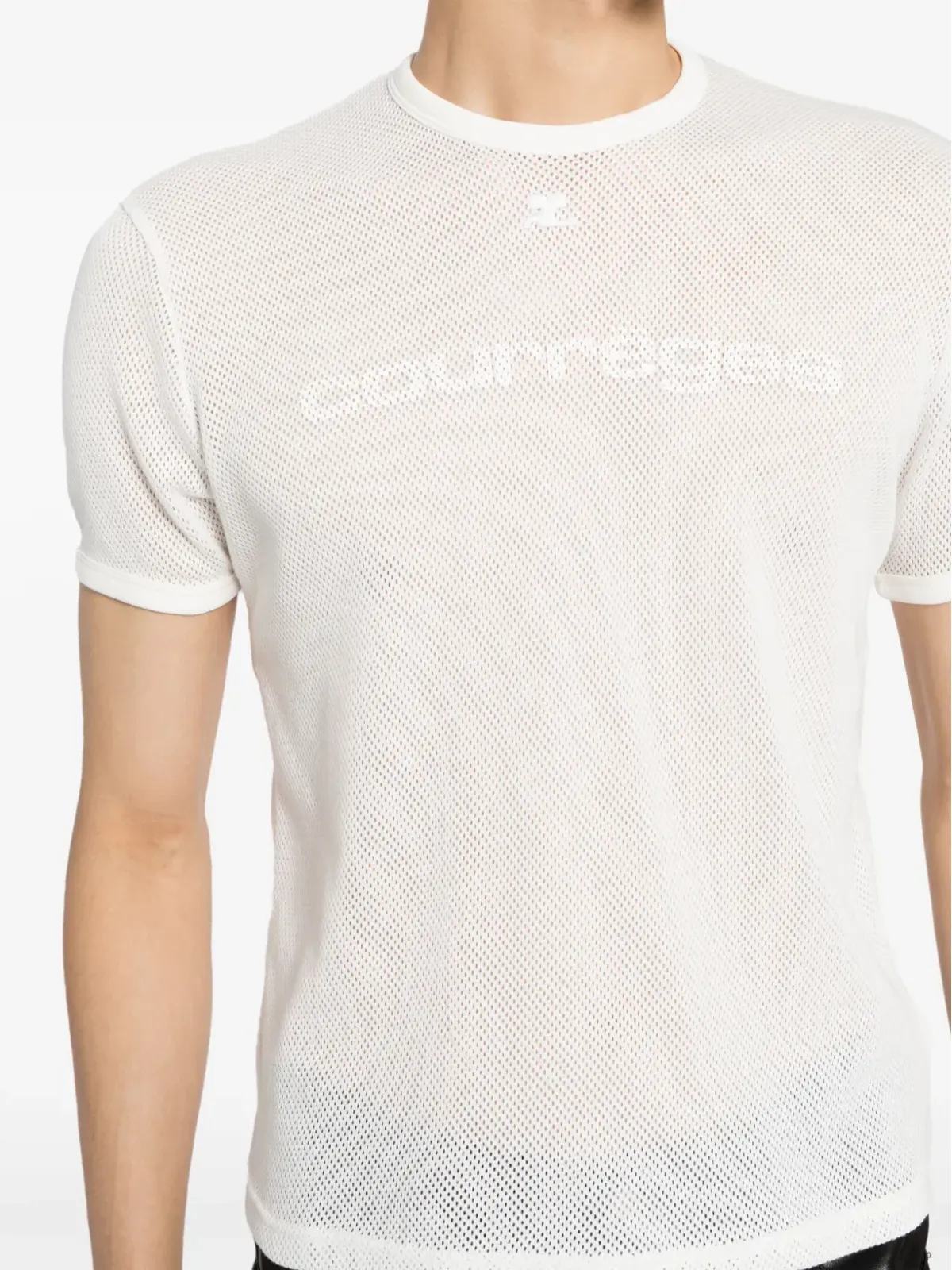 Courrèges ロゴ刺繍入り パンチングコットンTシャツ - ホワイト - 画像5