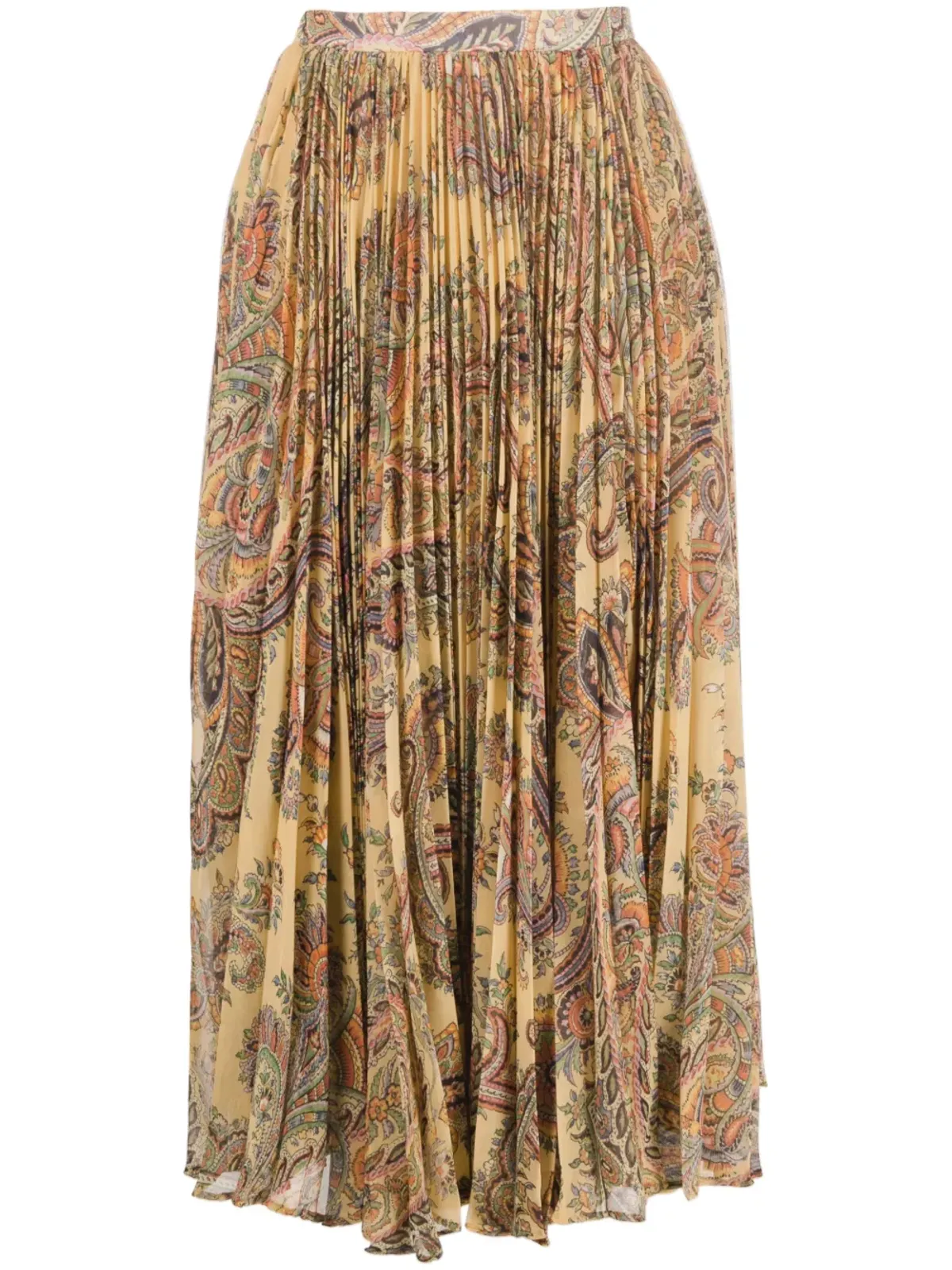 ETRO paisley-print pleated silk midi skirt - Neutrals - 画像1