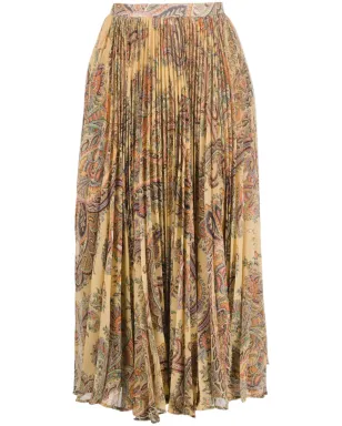 ETRO paisley-print pleated silk midi skirt - Neutrals - サムネイル1