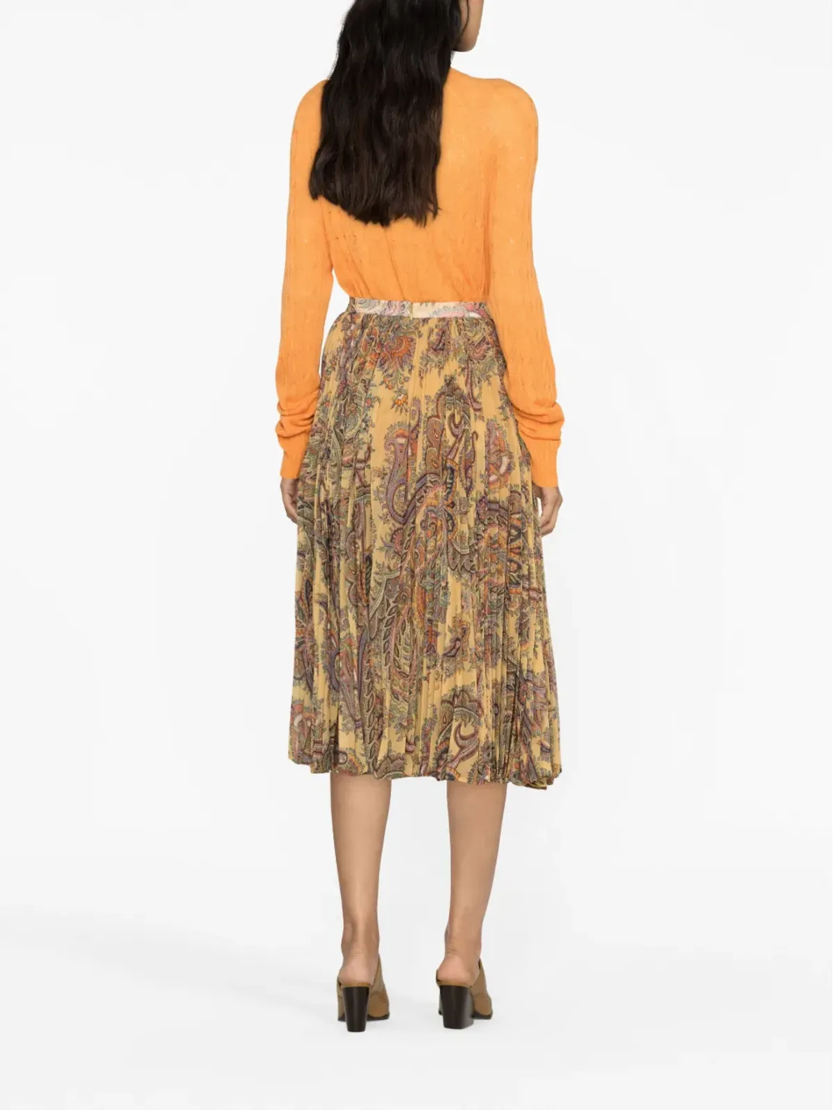 ETRO paisley-print pleated silk midi skirt - Neutrals - 画像3