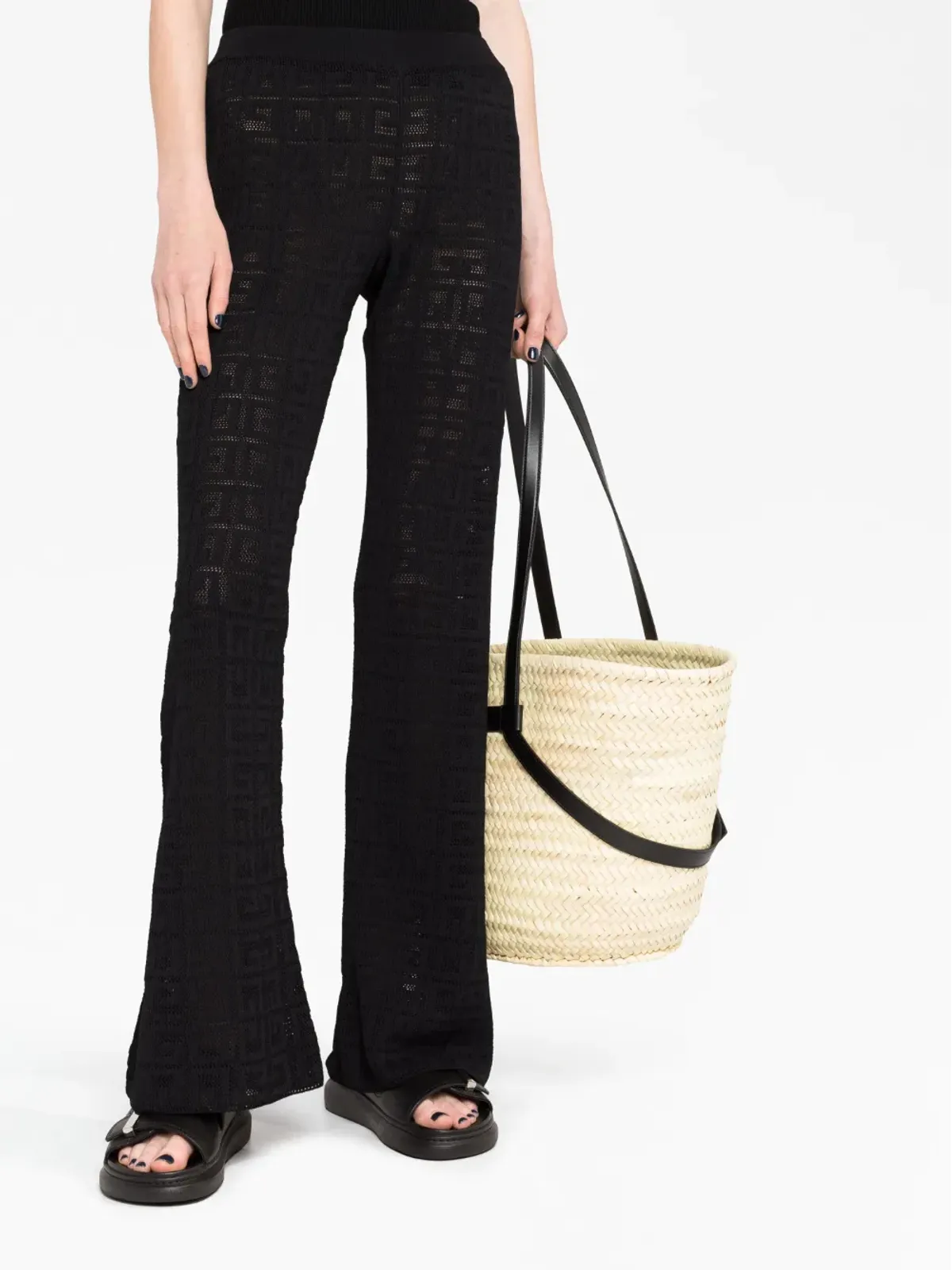 Givenchy ロゴ入りインターシャニット フレアパンツ - 画像5