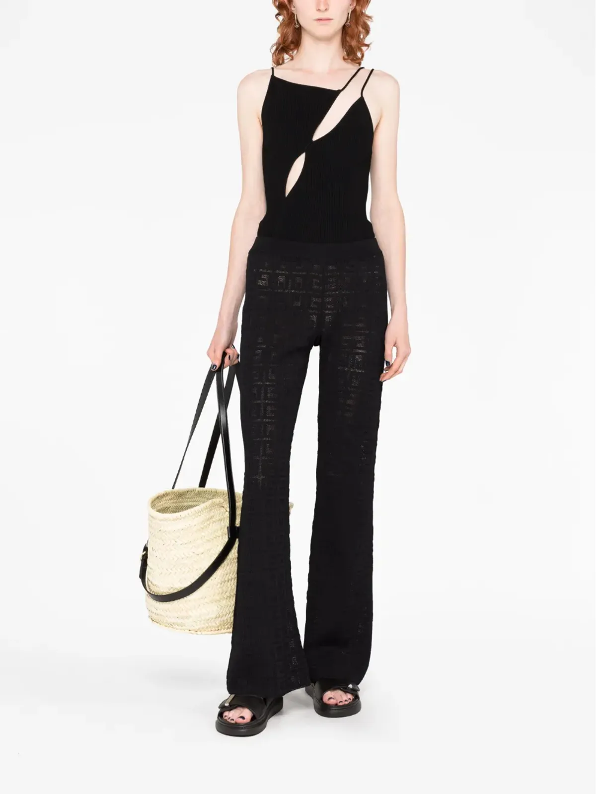 Givenchy ロゴ入りインターシャニット フレアパンツ - 画像2