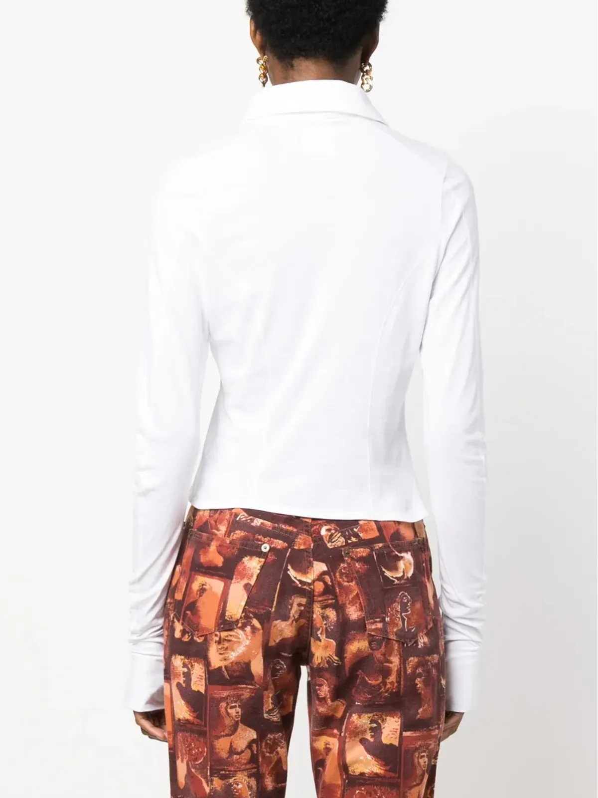 John Galliano ヴィンテージ 1990 ボウディテール コットン ブラウス - White - 画像4
