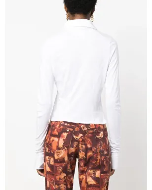 John Galliano ヴィンテージ 1990 ボウディテール コットン ブラウス - White - サムネイル4