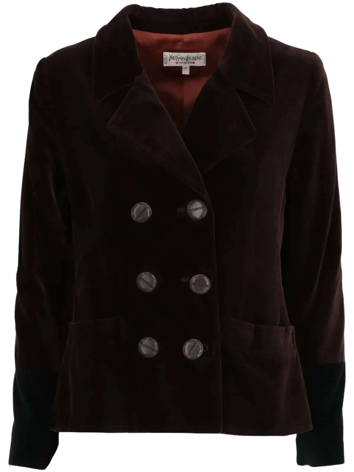 Saint Laurent Pre-Owned 1990年ベルベット ダブルブレストジャケット - 画像1