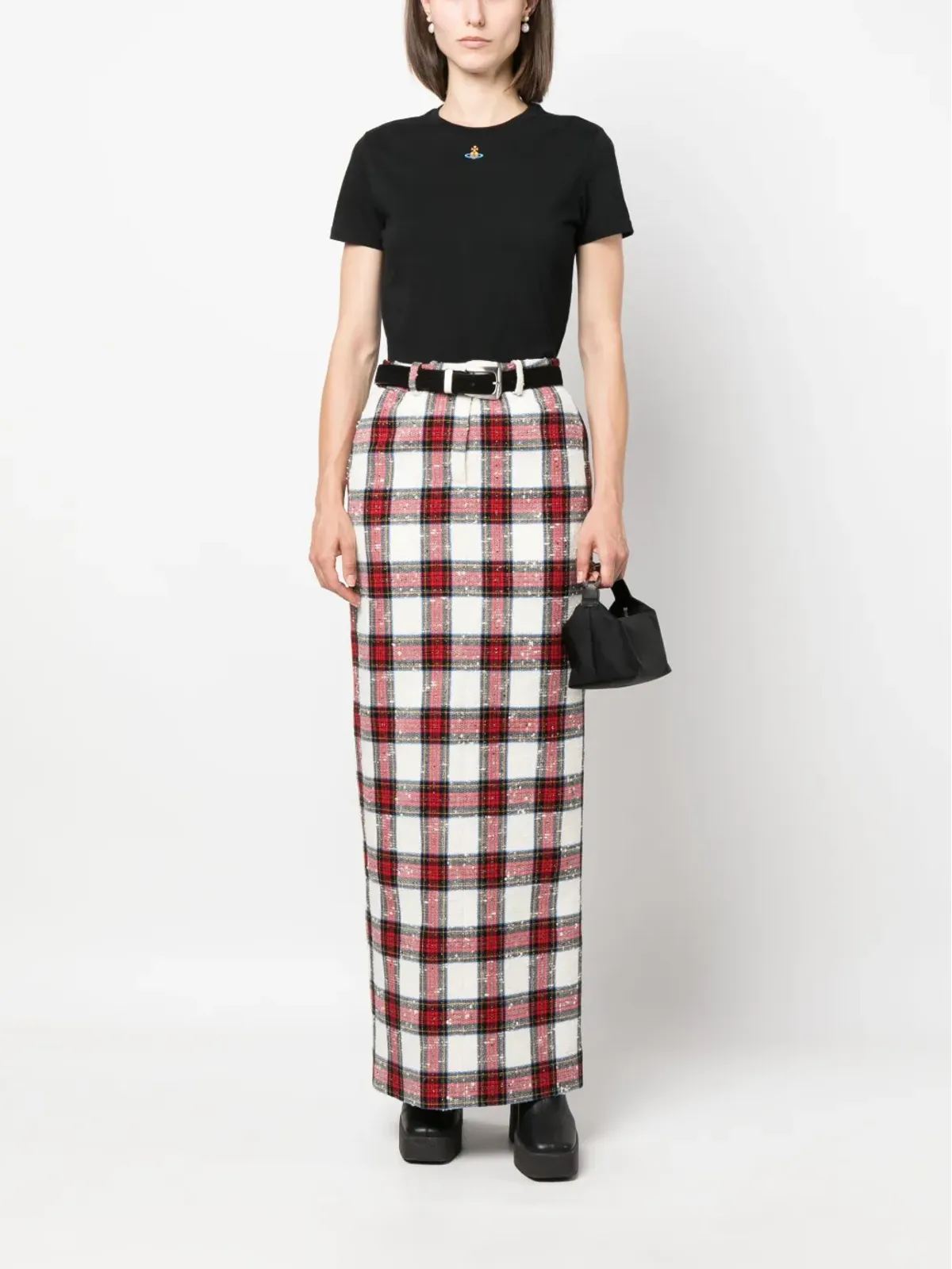 Vivienne Westwood Orbロゴ刺繍コットンTシャツ ブラック - 画像2