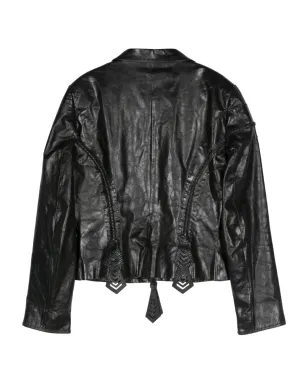 Fendi Pre-Owned 2000s whipstitch leather jacket - Black - サムネイル2