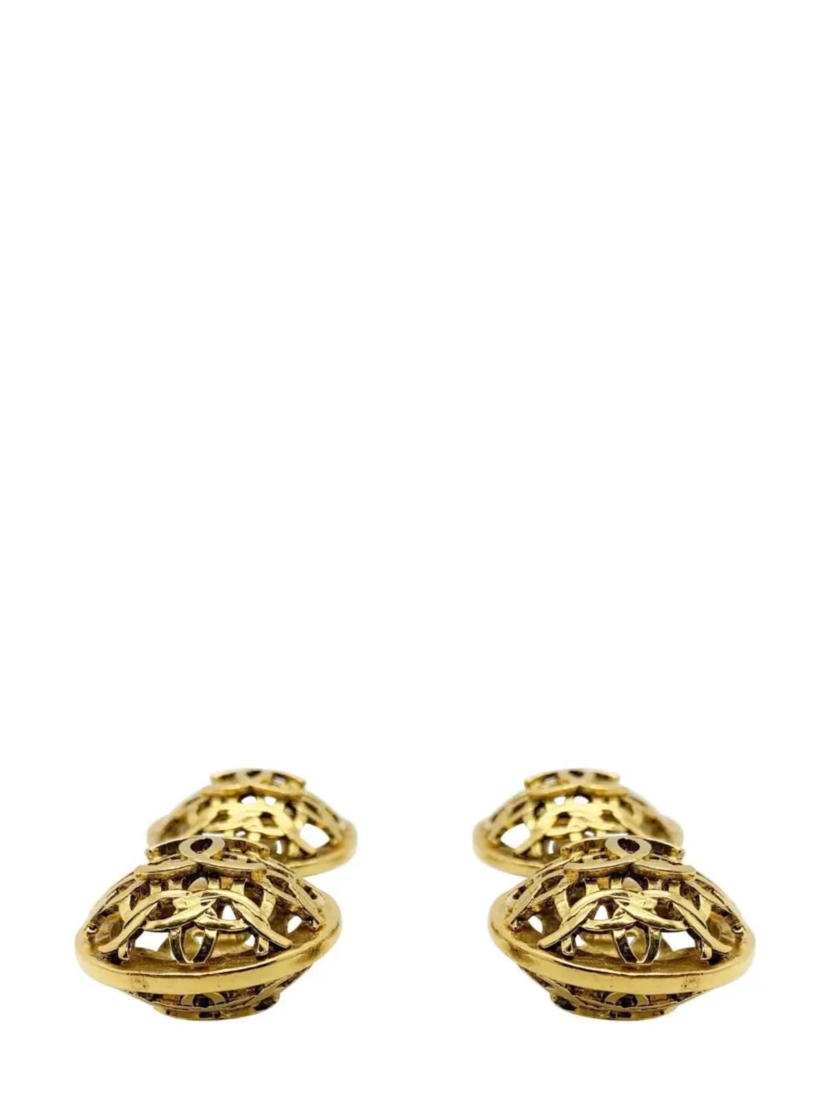 Jennifer Gibson Jewellery ヴィンテージ シャネル ダブル・オーブ ステートメント ロゴ イヤリング 1980年代 - 画像4