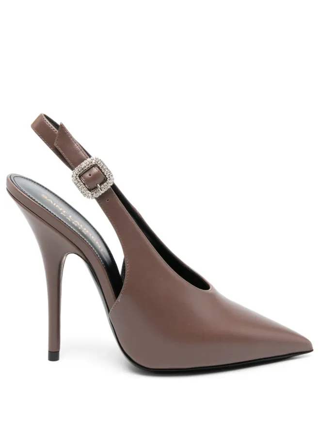 Saint Laurent Saint Laurent Yasmeen 125mm slingback pumps - Brownの商品画像