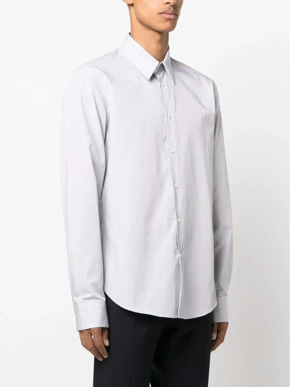 Lanvin グリッド柄コットンシャツ - グレー - 画像3