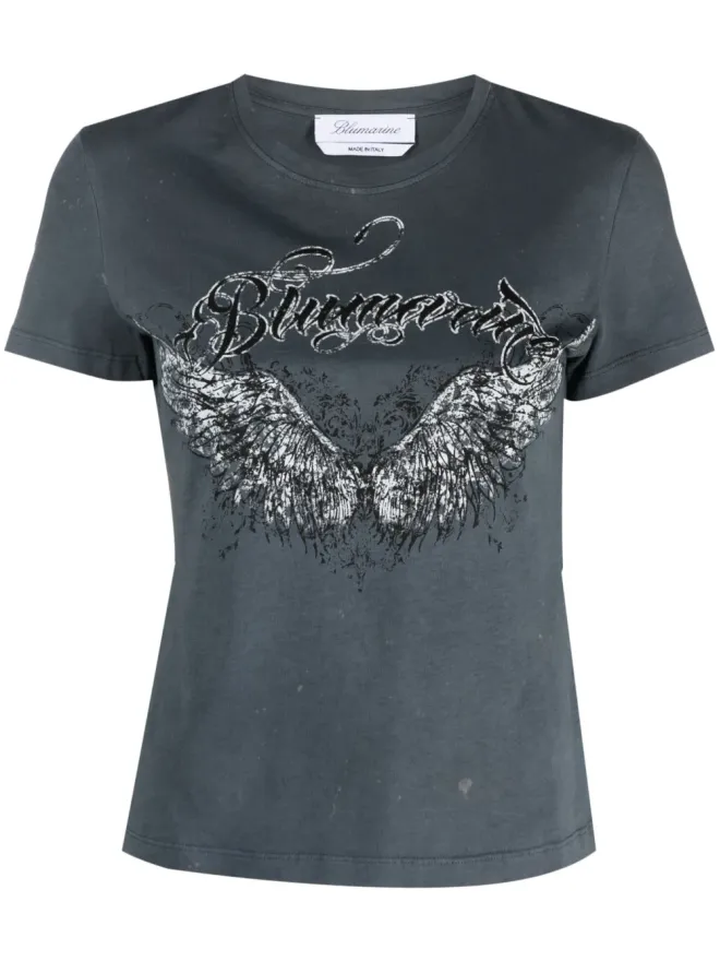 Blumarine Blumarine ロゴプリント入りコットンTシャツの商品画像