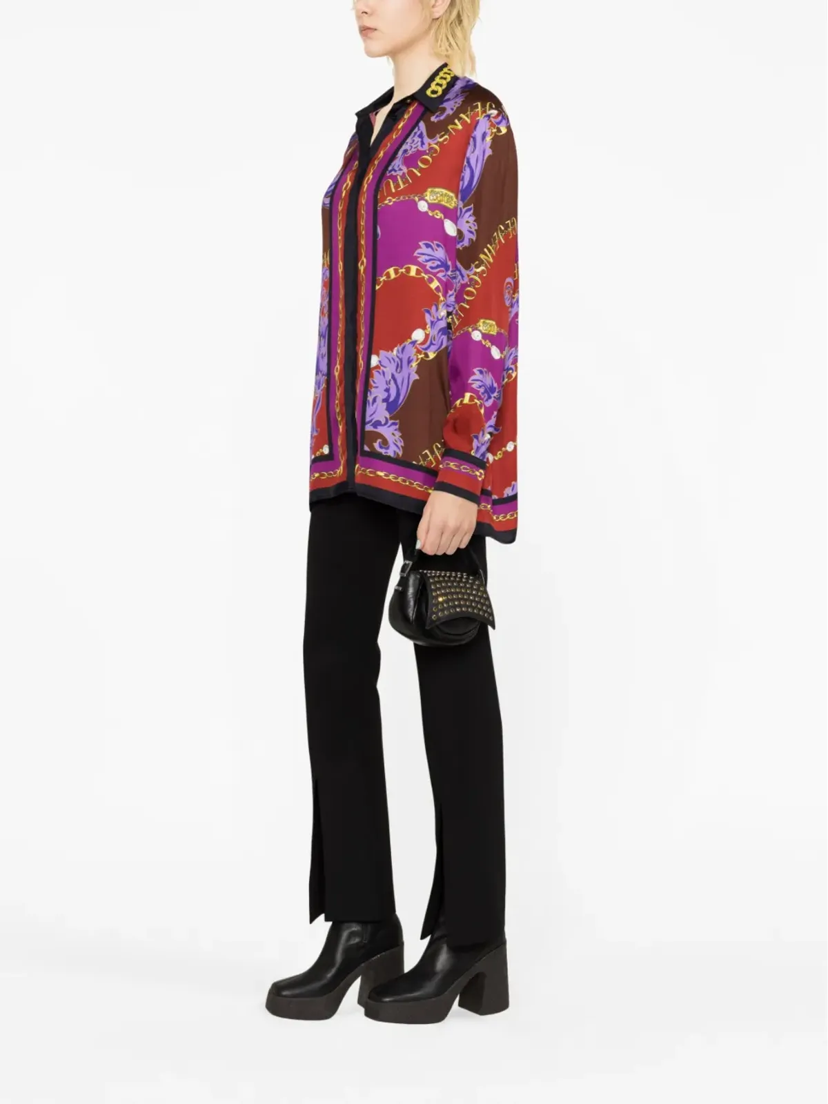 Versace Jeans Couture チェーン・クチュール柄プリント シャツ ピンク - 画像4