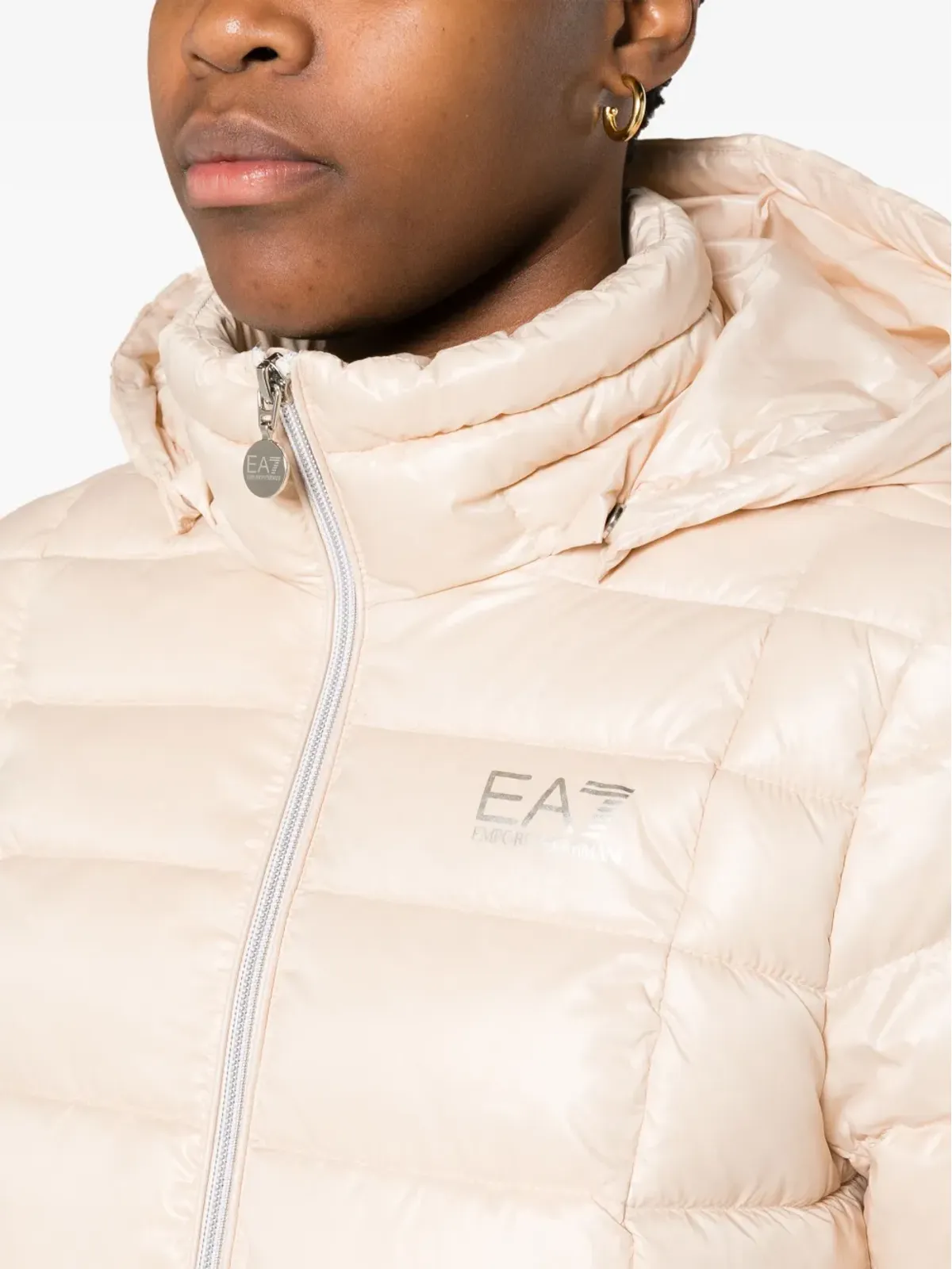 Ea7 Emporio Armani ロゴプリント フード付きパディッドジャケット - 画像5