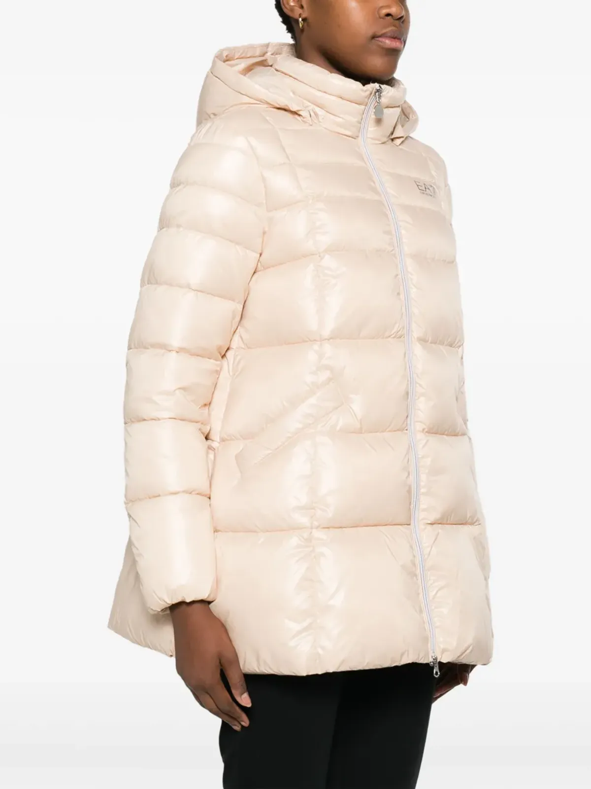 Ea7 Emporio Armani ロゴプリント フード付きパディッドジャケット - 画像3