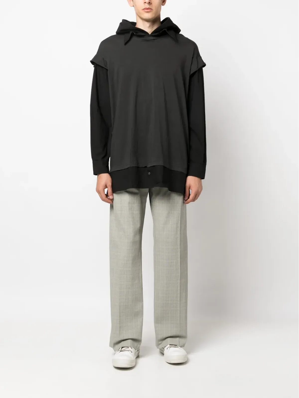 MM6 Maison Margiela 長袖レイヤードフード付きTシャツ - 画像2