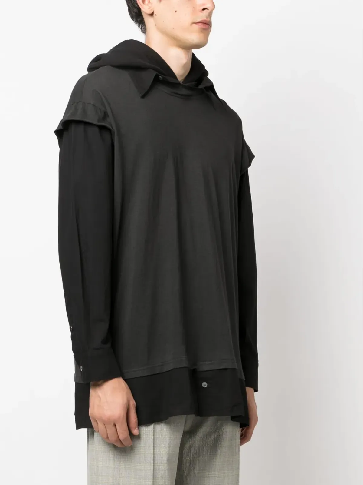 MM6 Maison Margiela 長袖レイヤードフード付きTシャツ - 画像3