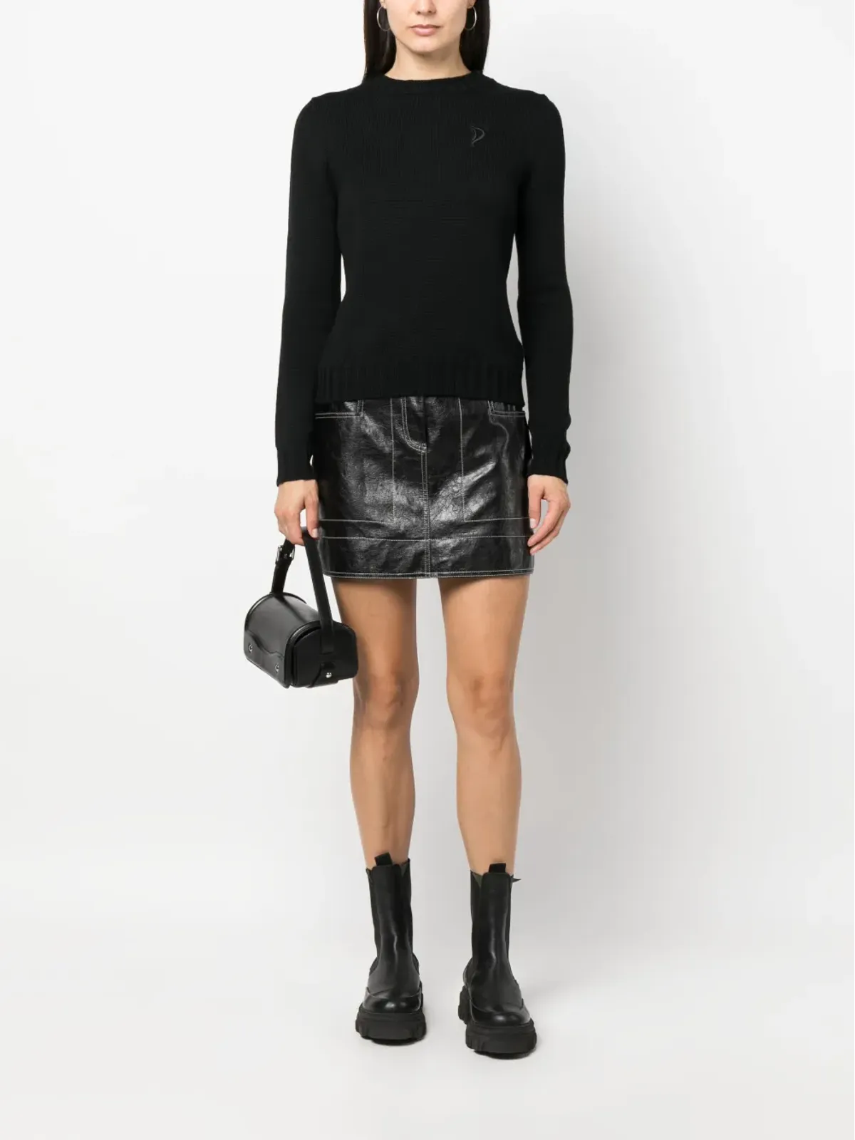 DONDUP ロゴパッチ付き ラウンドネック セーター - 画像2