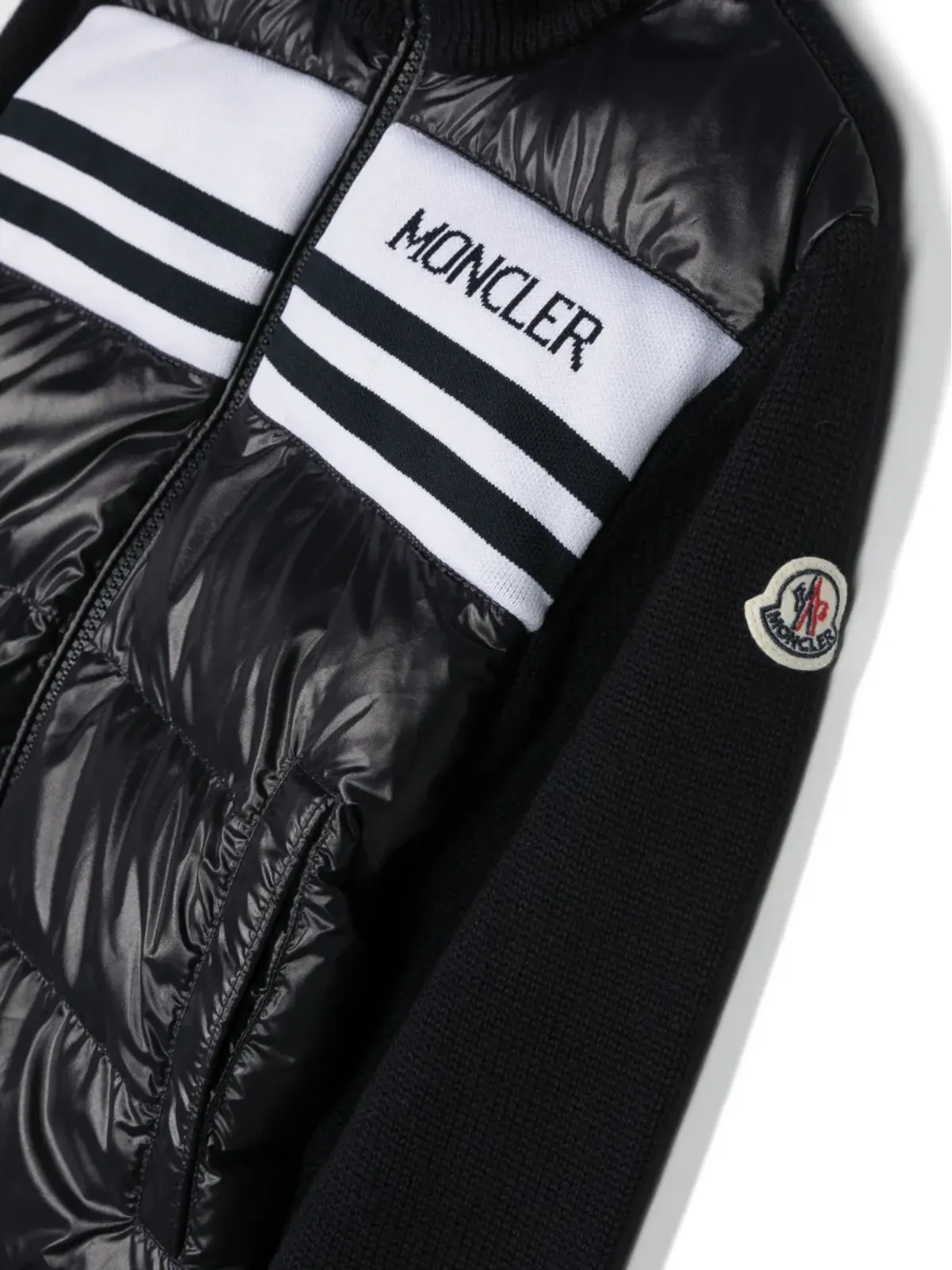 Moncler Enfant ロゴ入りインターシャパディッドジャケット - 画像3