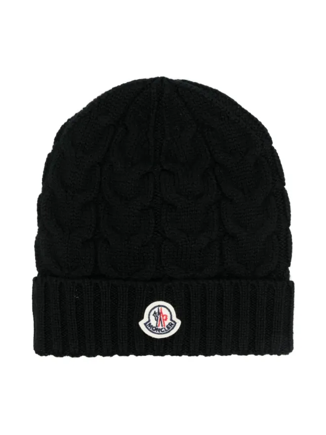 Moncler Enfant Moncler Enfant ロゴアップリケ ケーブルニット ビーニーの商品画像